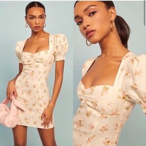 NEW Reformation Robles Linen Floral Mini Dress size 12